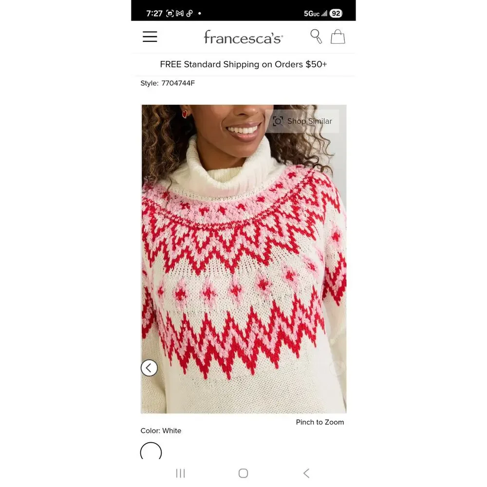 Francesca's Alberta Women's size XL Long Sleeve Fairisle Sweater Mini Prep Dress